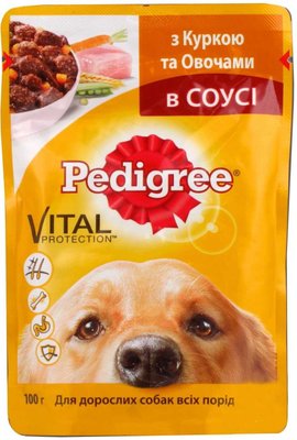 Вологий корм Pedigree для дорослих собак Курка та овочі в соусі 100г (5900951017322) 000070740 фото