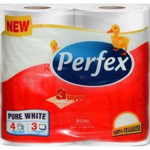 Туалетная бумага Perfex Pure White 3 слоя 4 рулона (8600101745477) В00141788 фото