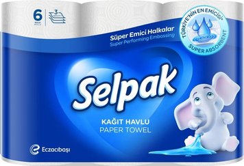 Упаковка паперових рушників Selpak 3-шарові 80 відривів 6 шт (8690530015043) В00145290 фото