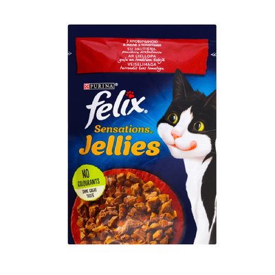 Влажный корм Felix Sensations для кошек с говядиной в желе с томатами 85г (7613039831724) 000071588 фото