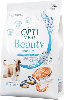Полнорационный сухой корм Optimeal Beauty Podium для взрослых собак всех пород, формула на основе морепродуктов 10 кг (4820215366823) 000073675 фото