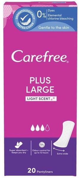 Ежедневные гигиенические прокладки Carefree Plus Large 20 шт (3574661606248/3574661487649) В00314461 фото