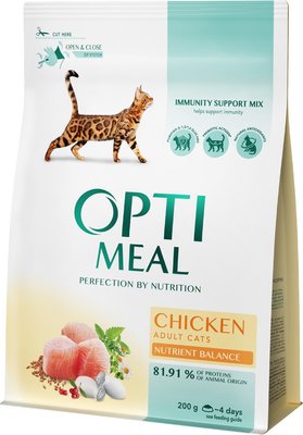 Сухой корм Optimeal для кошек со вкусом курицы 200г. (4820215360180) 000030395 фото