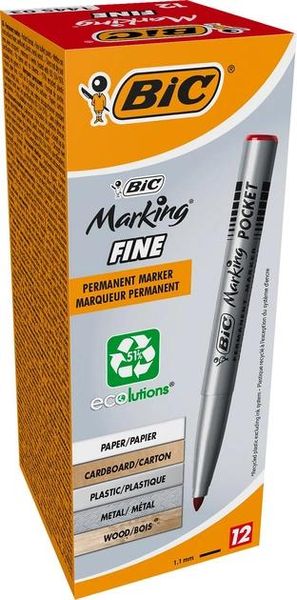 Набор перкерных маркеров BIC Marking Fine ECO 1.1 мм 12 шт. Красных (3086121445033) В00308483 фото