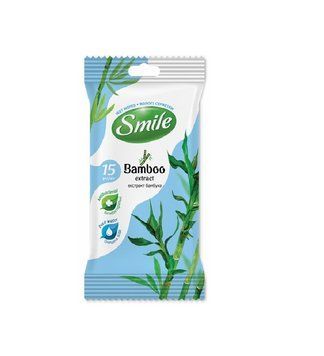 Упаковка вологих серветок Smile з екстрактом бамбука 15 шт. (4823071642636) В00299025 фото