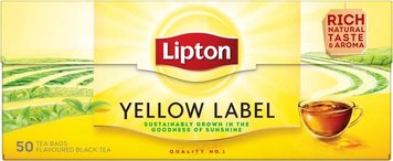 Чай Lipton Yellow Label Чорний пакетований 50 х 2 г (8711200461646) 000074100 фото