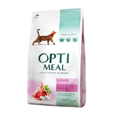 Сухой корм Optimeal для кошек чувствительным пищеварением с ягненком 10кг.(4820083909986) 000027393 фото