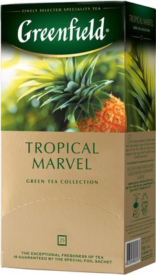 Чай Greenfield Tropical Marvel Зелений пакетований 25 х 2 г (4823096803937) 000025972 фото