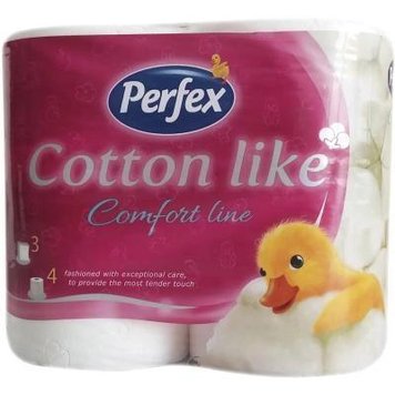 Папір туалетний Perfex Cotton Like Comfort Line 3 шари 4 рулони (8606108597262) В00141812 фото