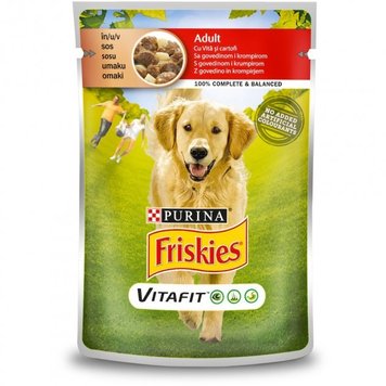 Влажный корм Purina Friskies Adult для взрослых собак, кусочки в соусе с говядиной и картофелем (7613035800823) 000079482 фото