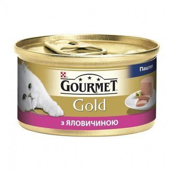 Вологий корм GOURMET Gold для дорослих котів, паштет з яловичиною 85 г (7613034190314) 000030147 фото