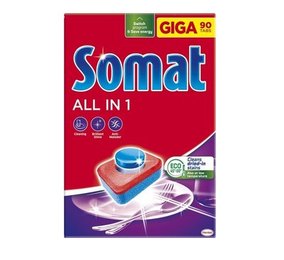 Таблетки для миття посуду у посудомийній машині Somat All in 1 90 таблеток (9000101534993) В00291430 фото