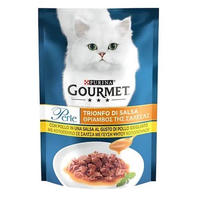 Вологий корм Purina Gourmet Perle для котів, міні філе у соусі з куркою 85 г.(7613036136785) 000073596 фото