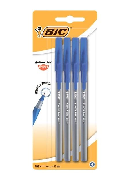 Ручки кулькові BIC Round Stic Exact 4шт Синя (3086123408067) В00193492 фото