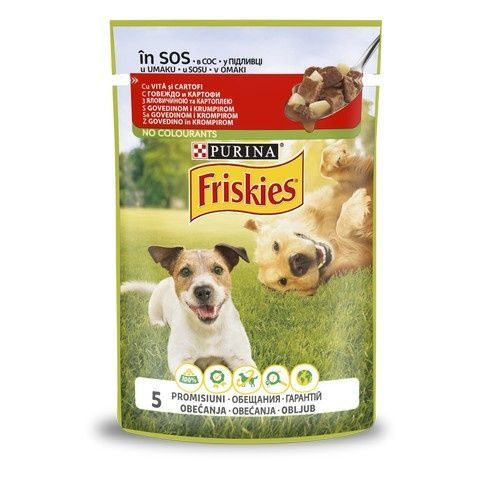 Вологий корм Purina Friskies Adult для дорослих собак ,шматочки у підливці з яловичиною та картоплею (7613035800823) 000072576 фото