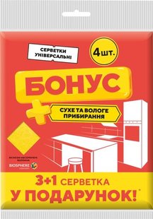 Серветки Бонус універсальні віскозні 4 шт. (4820048483940) В00160706 фото