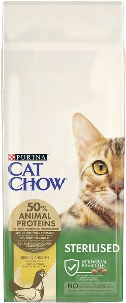 Сухой корм Cat Chow Sterilised для взрослых стерилизованных кошек с курицей 15 кг (7613032233051) 000030052 фото