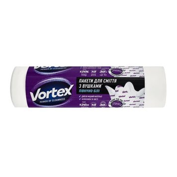 Пакети для сміття Vortex з вушками 80х105 120 л 10 шт. Білі (4823071647037) В00193276 фото