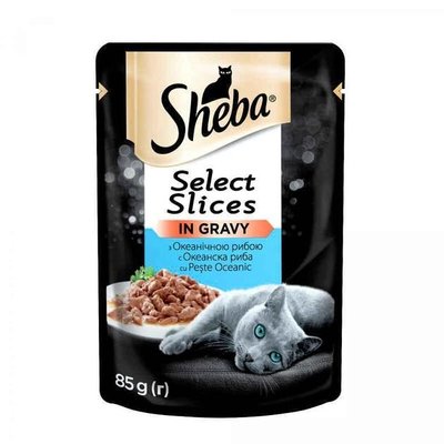 Влажный корм Sheba Black&Gold Select Slices с океанической рыбой для кошек кусочки в соусе 85 г (4770608257187) 000078520 фото