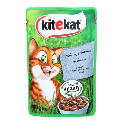 Вологий корм Kitekat для котів з телятиною в соусі 100 г. (5900951256660) 000030197 фото