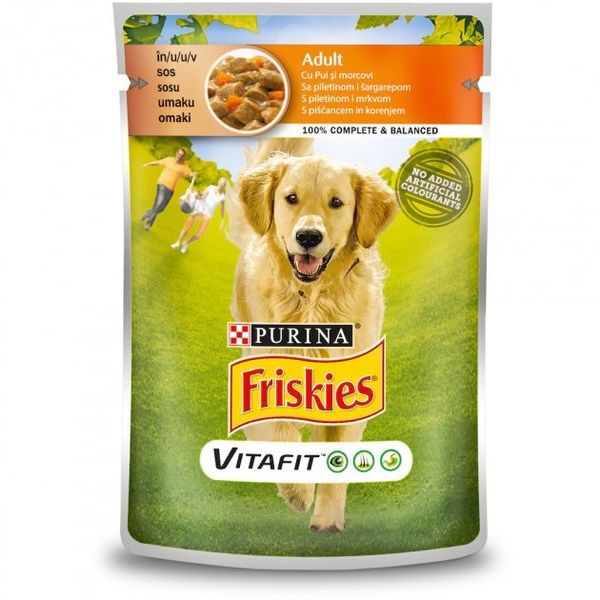 Влажный корм для собак Purina Friskies с курицей и морковью в соусе 100 г (7613035800847) 000079483 фото