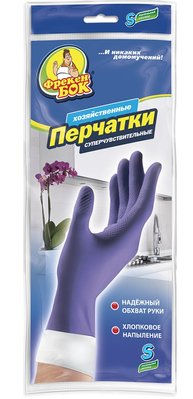 Перчатки резиновые Фрекен Бок хозяйственные фиолетовые S (4820048485593) В00305174 фото