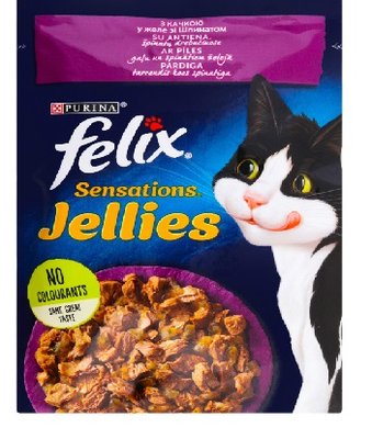Вологий корм Felix Fantastic для котів, пауч Качка Шпинат в желе 85г.(7613039831281) 000071589 фото