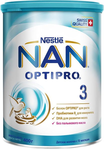 Суміш Nestle NAN 3 Optipro з олігосахаридом 2'FL для дітей від 12 міс.400 г (7613032476175) В00137936 фото