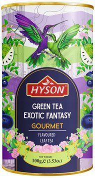 Чай Hyson Gourmet Exotic Fantasy зеленый байховый листовой с ароматом голубики и соу-сепа 100 г. (4792055034739) 000089134 фото