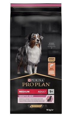Сухий корм для дорослих собак середніх порід з чутливою шкірою Purina Pro Plan Medium Adult 1+ Sensitive Skin з лососем 14 кг (761303512046) 000030057 фото