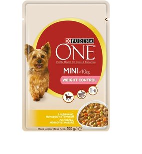 Вологий корм для собак Purina One Mini Weight Control з індичкою, морквою та горохом у підливі 100 г (7613036473514) 000070575 фото