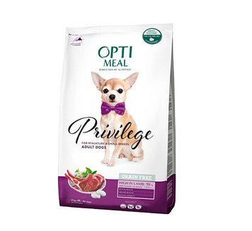 Сухой корм Optimeal Adult Dogs Grain Free для собак миниатюрных и малых пород с ягнятой 4 кг (4820083906695) 000026737 фото