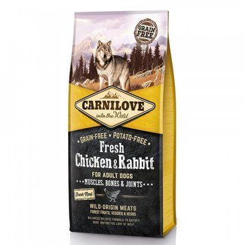 Корм сухой Carnilove Fresh Chicken and Rabbit for Adult dogs для взрослых собак всех пород с курицей и кроликом 12 кг (8595602527526) S1111153662 фото