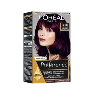 Стійка гель-фарба для волосся L'Oreal Paris Recital Preference 3.26 - Темно-фіолетовий 174 мл (3600523421930) В00037911 фото