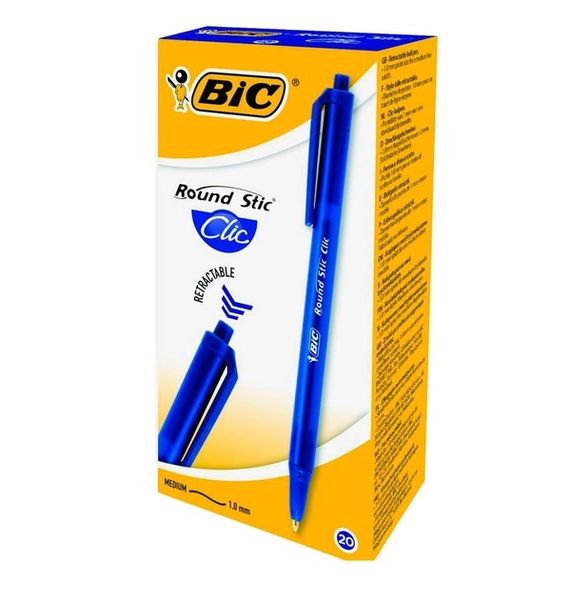 Набір кулькових ручок BIC Round Stic Clic Синій 20 шт (3086123379640) В00296409 фото