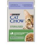 Влажный корм CAT CHOW Sterilised для стерилизованных кошек, кусочки в соусе с ягненком 85 г (7613037025484) 000076533 фото