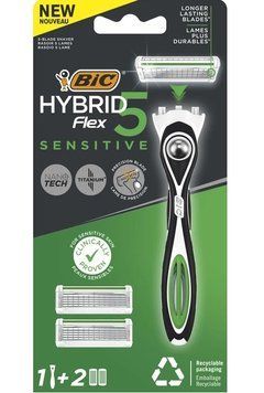 Станок BIC Flex 5 Hybrid Sensitive 1 ручка + 2 запасних леза (3086123760448) В00327598 фото