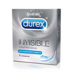 Презервативи латексні з силіконовою змазкою Durex Іnvisible (ультратонкі) З шт.(5052197049589) В00141707 фото