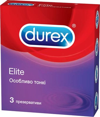 Презервативи латексні з силіконовою змазкою Durex Elite (особливо тонкі) З шт.(5010232954236) В00141711 фото