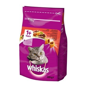 Сухой корм Whiskas для взрослых кошек с говядиной 300 г. (5900951014031) 000022858 фото