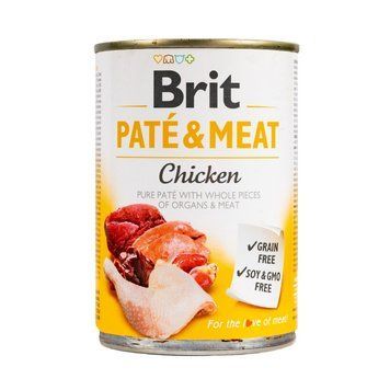 Корм влажный Brit Care Pate and Meat для взрослых собак с курицей 400 г (8595602557417) S1111151336 фото