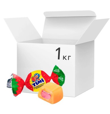 Упаковка цукерок Konti TIMI зі смаком полуниці 1 кг (4823088610376) 000077726 фото