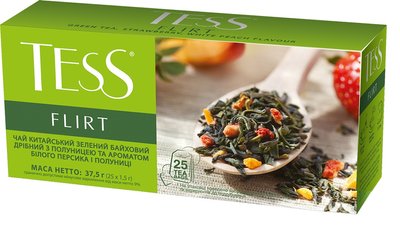 Чай TESS Flirt Зелений з полуницею пакетований 25 x 1.5 г (4823096801803) 000024022 фото