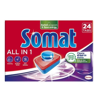 Таблетки для миття посуду у посудомийній машині Somat All in one Все в 1 24 шт (9000101347777) В00303047 фото