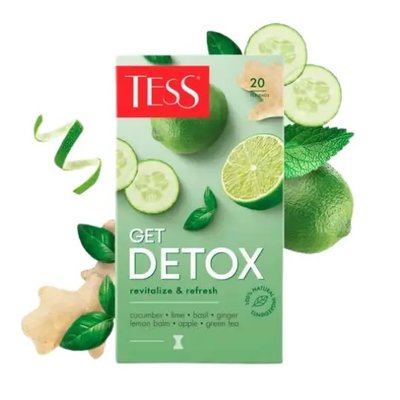 Чай зелений TESS (Тесс) Get Detox , фільтр-пакетах по 1,5 г 20 шт. (4823096809069) 000072835 фото