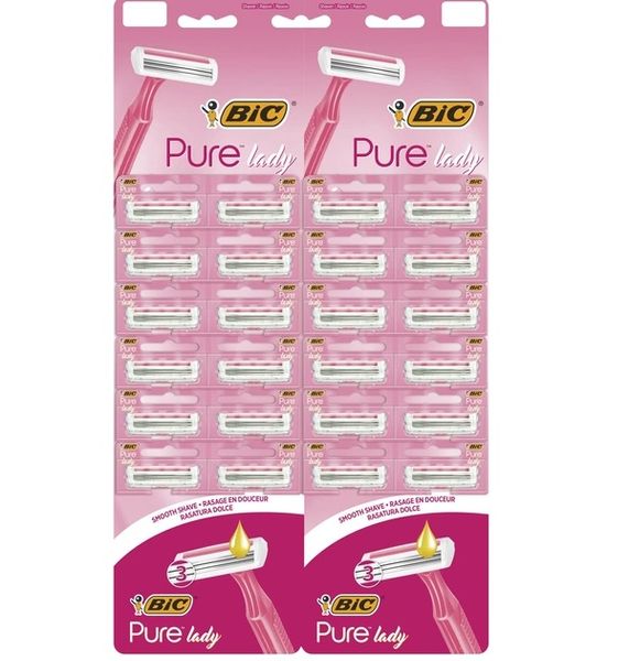 Набор бритв Bic Pure 3 Lady Pink без сменных картриджей Bic Pure 3 Lady Pink 24 шт (3086123395145) В00191837 фото