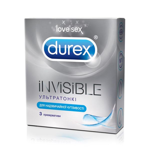 Презервативы латексные с силиконовой смазкой Durex Invisible (ультратонкие) Из шт.(5052197049589) В00141707 фото
