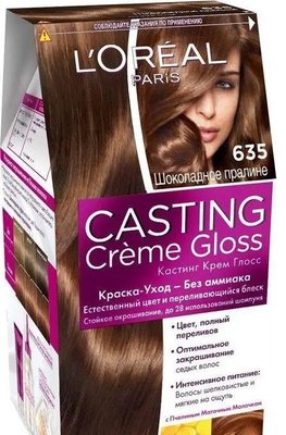 Крем-фарба для волосся без аміакуL'Oreal Paris Creme Gloss 635 шоколадное пралине 180 мл (3600523029228) В00038477 фото