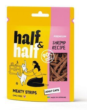 Лакомство для кошек Half&Half мясные полосочки с креветкой, 50 г S1111203548 фото