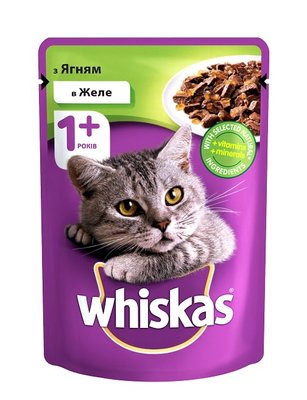 Вологий корм для котів Whiskas з ягням у желе 85 г. (5900951302176) 000078092 фото